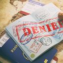 Passport with denied visa stamp on the map of the world and airline boarding pass tickets..Travel concept. 3d illustration