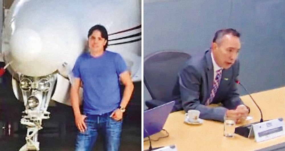 A la izquierda, Carlos Eduardo Restrepo, ex representante legal de Sadi S. A. S. A la derecha, Ricardo Roa, durante su versión libre en el CNE.