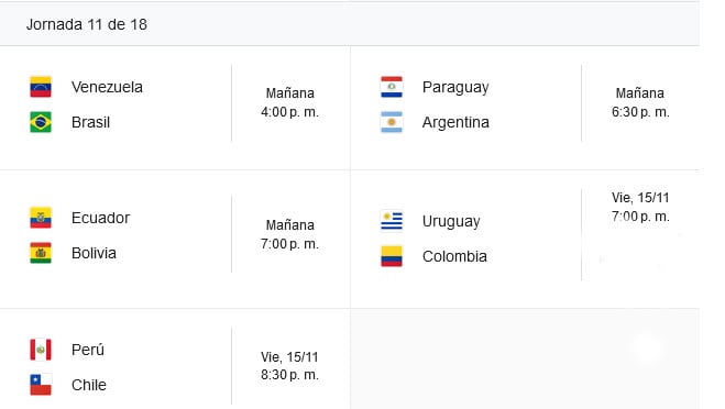 Jornada 11 de las eliminatorias suramericanas rumbo al Mundial United 2026