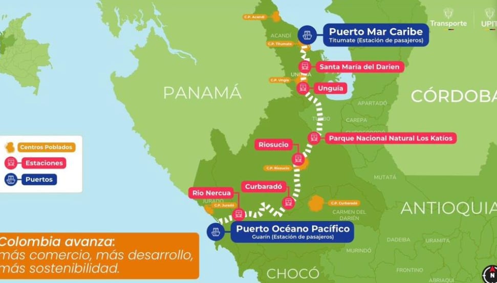 Diseño del corredor interocéanico en Colombia.