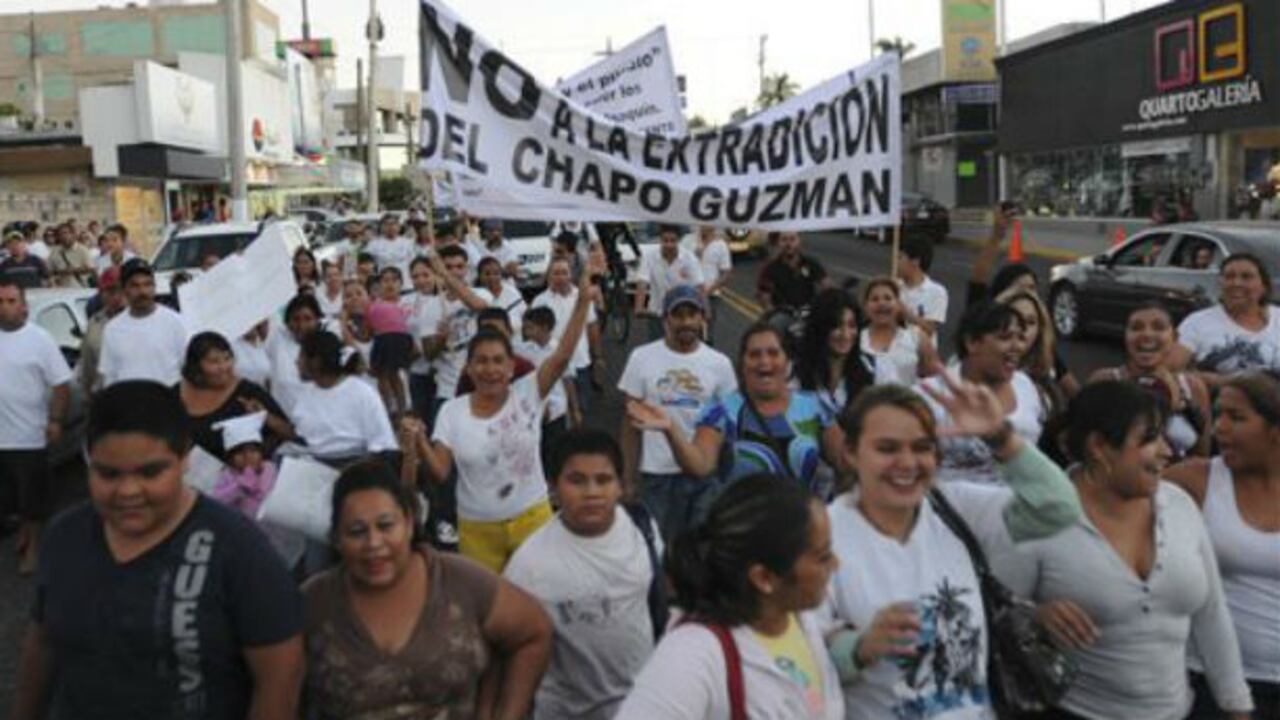 Manifestación en Sinaloa, México, por la libertad y no extradición de 'El Chapo' Guzmán.