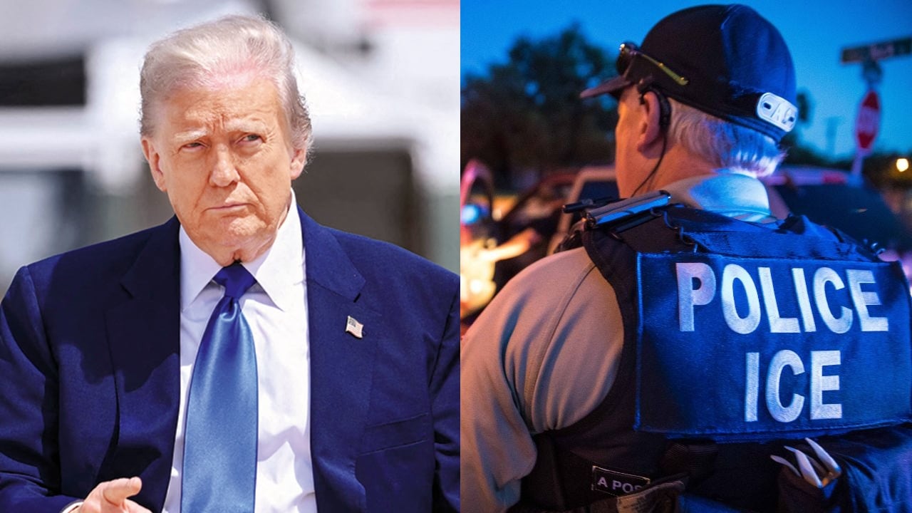 Donald Trump y un agente del ICE