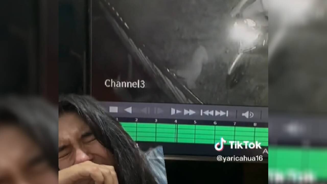 La mujer compartió el fragmento de un video de vigilancia que ya es viral en TikTok.