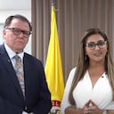 Ministro de agricultura, Indalecio Dangond, y gobernadora del Tolima, Adriana Magali Matiz Vargas.