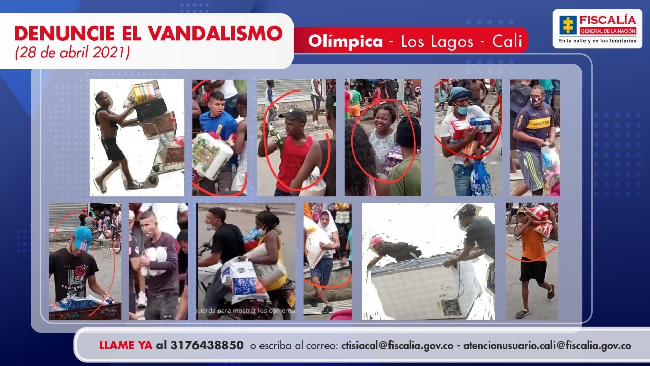 Fiscalía revela cartel se vándalos y saqueadores en Cali, durante el paro del 28 de abril