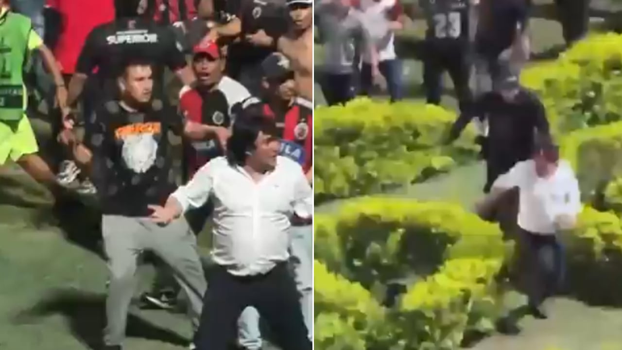 José Augusto Cadena huye tras ser agredido por los hinchas del Cúcuta Deportivo