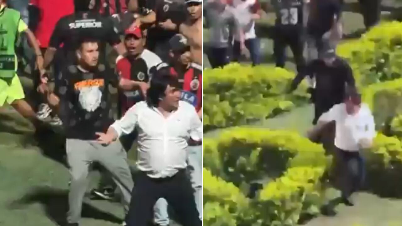 José Augusto Cadena huye tras ser agredido por los hinchas del Cúcuta Deportivo
