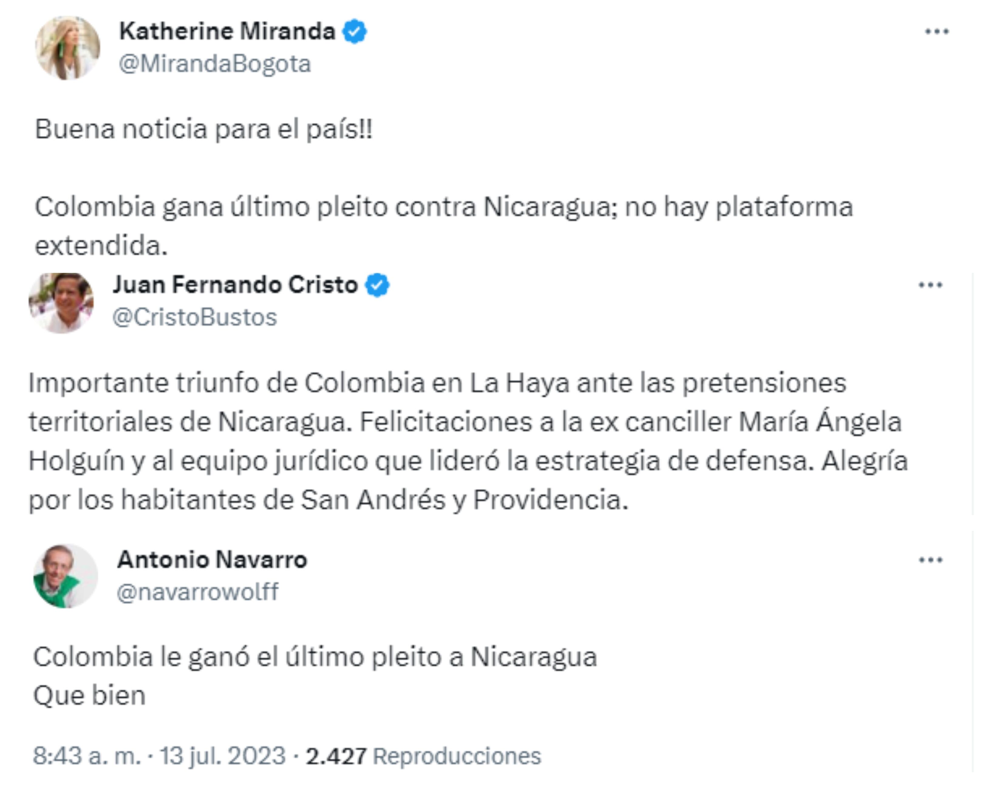 Voces políticas reaccionan al fallo de La Haya.