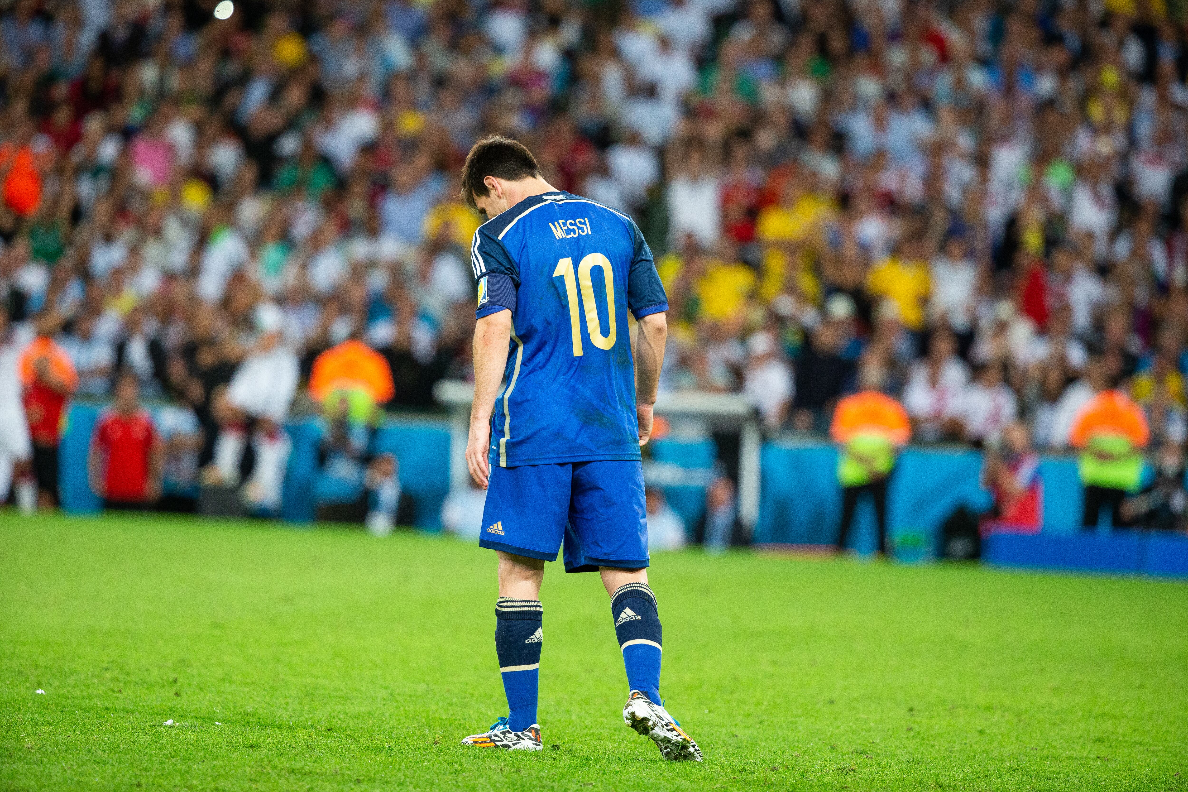 RIO DE JANEIRO, BRAZIL - JULY 13: Lionel Messi of Argentina during the World Cup Final match between Germany (1) and Argentina (0) at the Maracana Stadium on July 13, 2014 in Rio de Janeiro, Brazil (Photo by Simon Bruty/Anychance/Getty Images)