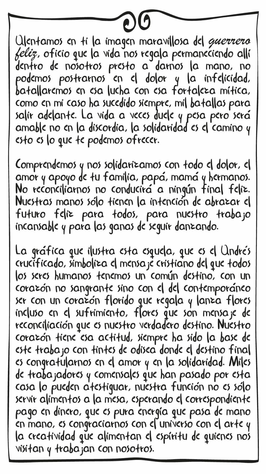 Carta de Andrés Jaramillo a Laura Daniela