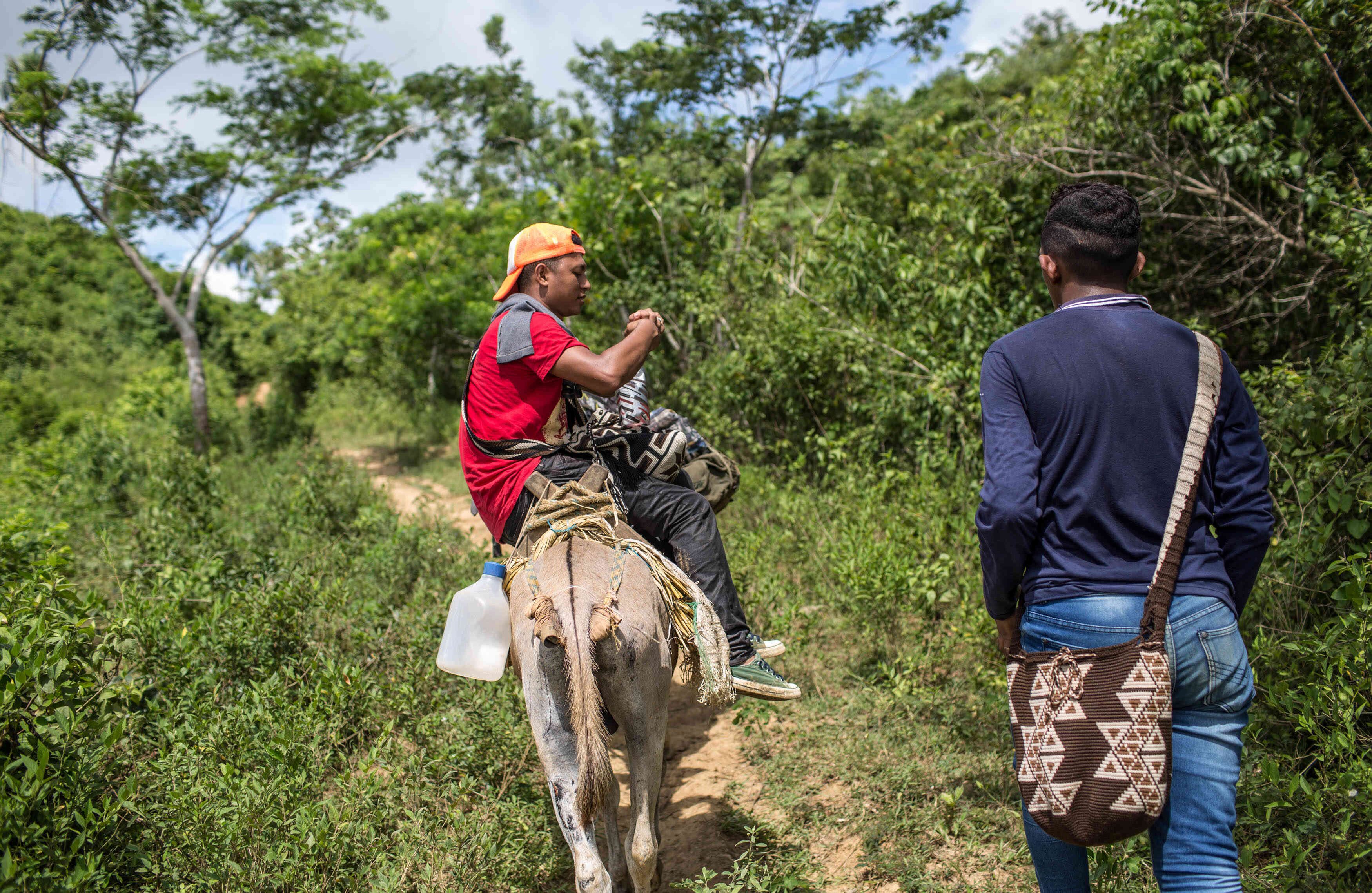 Junto a Elmer Arrieto y Wilmer otros integrantes de Jovenes Provocadores de Paz, hacen recorridos por las diferentes veredas De la alta montaña de Montes de María, durante la época de la guerra, estos caminos veredales no eran transitados?por la gente por temor a los grupos armados que operaban en la zona. Foto: Mauricio Morales