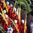 Los cardenales participan en la procesión mientras el Papa Francisco encabeza la misa del Domingo de Ramos en St. Plaza de San Pedro, en el Vaticano el 10 de abril de 2022 - El Domingo de Ramos es el último domingo de Cuaresma, el comienzo de la Semana Santa, y conmemora la llegada triunfal de Jesucristo a Jerusalén, días antes de ser crucificado. (Foto de Vincenzo PINTO / AFP)