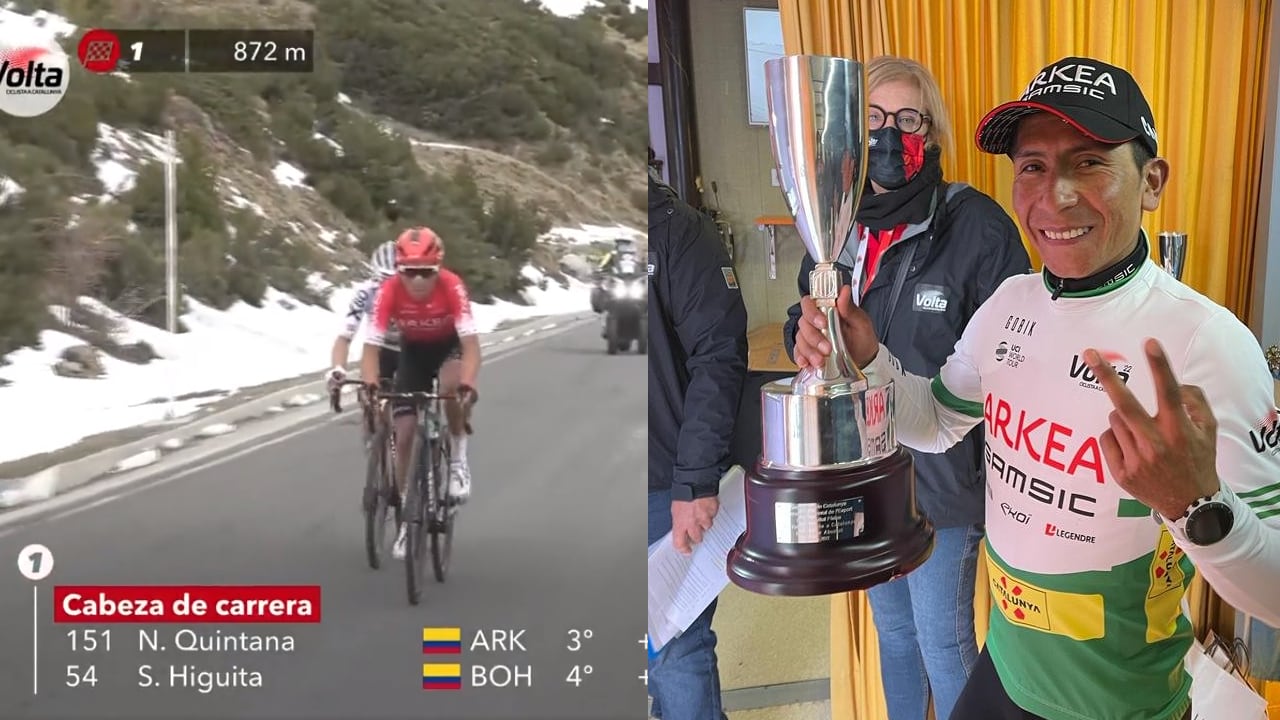 Nairo subió al podio para ponerse la camiseta verde que lo acredita como líder parcial de la Volta