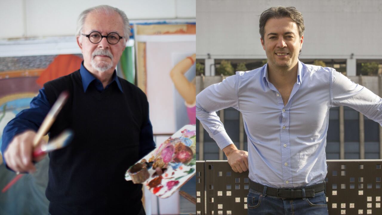 Maestro Fernando Botero junto al alcalde Daniel Quintero.