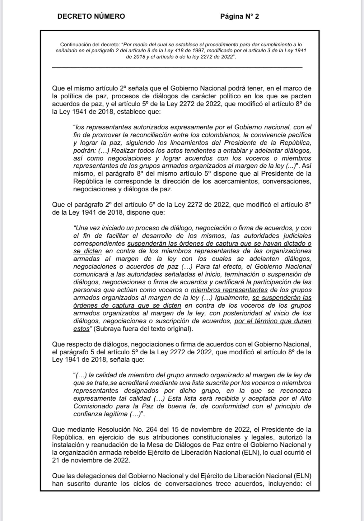 Borrador decreto Presidencia