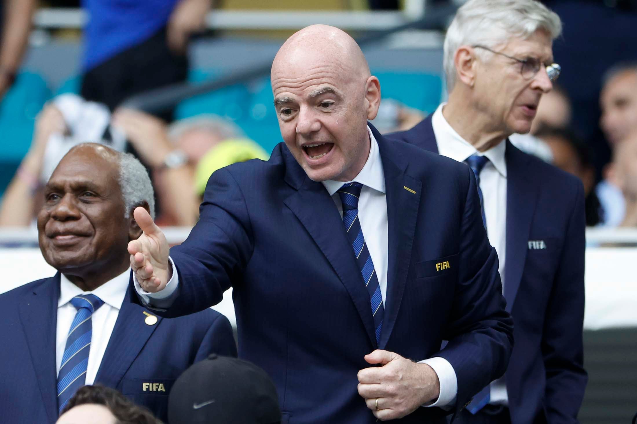 Gianni Infantino, presidente de la Fifa en el estadio de Miami