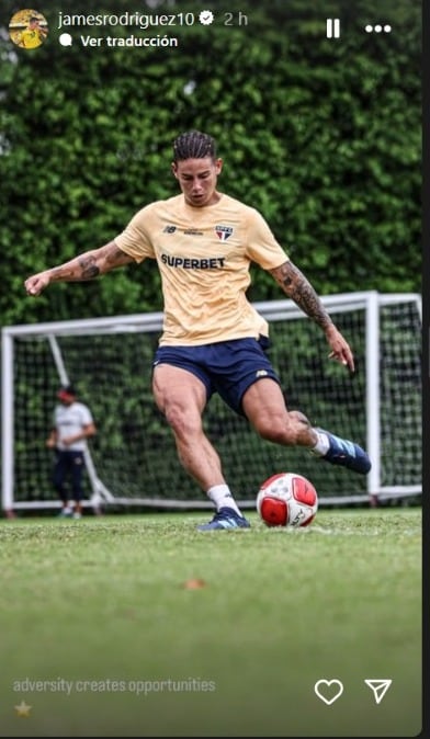 Mensaje de James Rodríguez en su cuenta de Instagram.