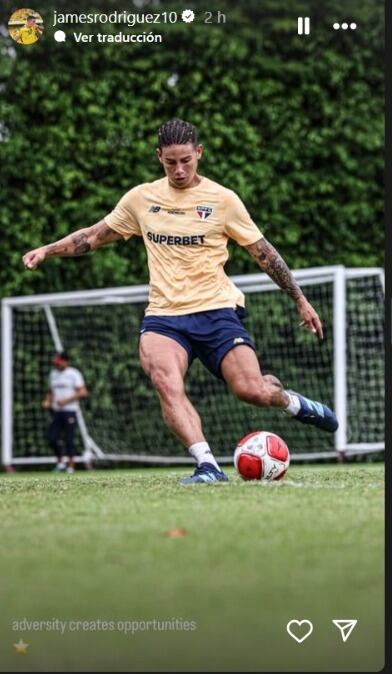 Mensaje de James Rodríguez en su cuenta de Instagram.