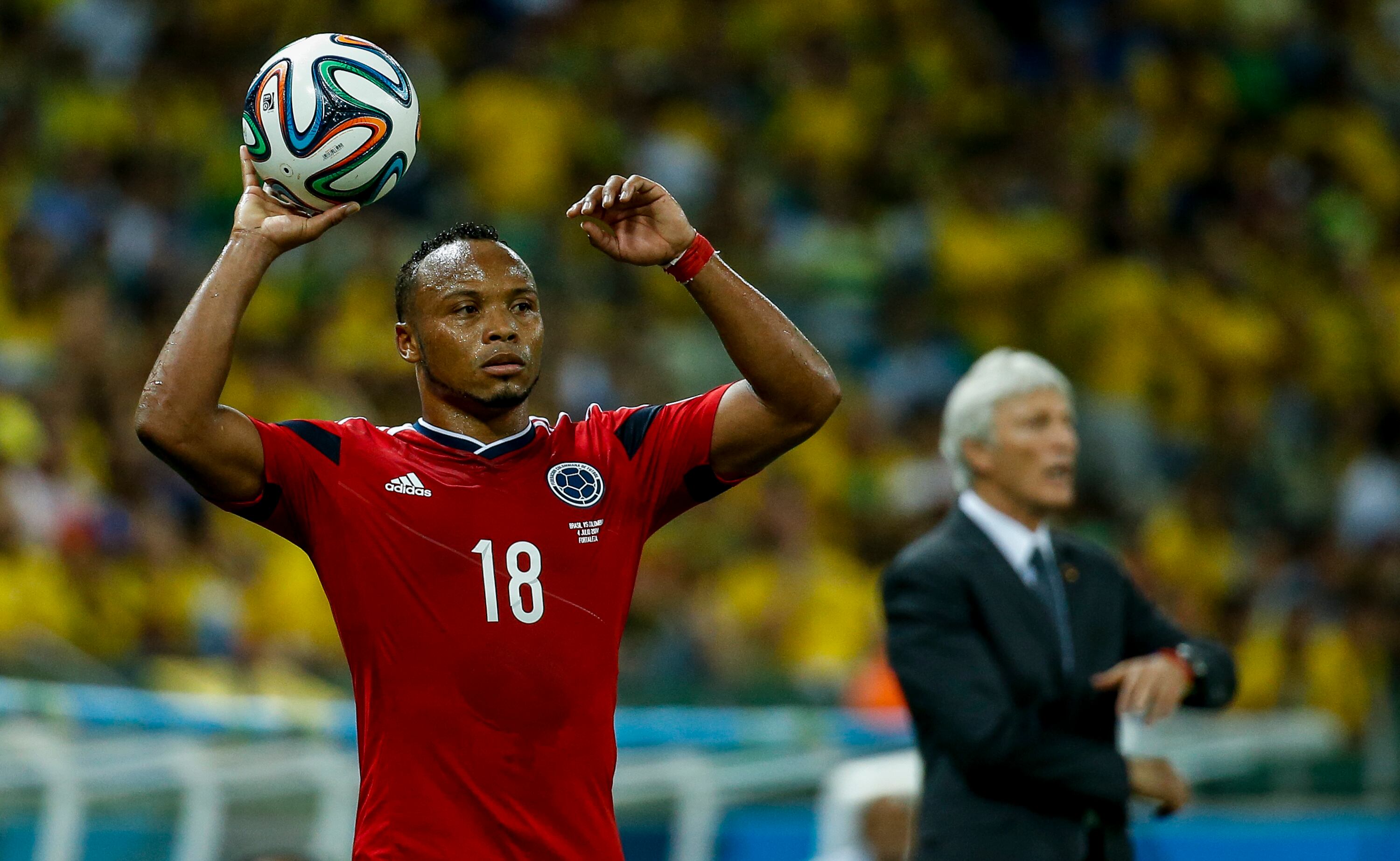 Julio 04 de 2014. Fortaleza, Brasil. En la ciudad de Fortaleza Brasil derrotó a Colombia 2 -1 y la eliminó de  la Copa Mundo de la FIFA Brasil 2014. En la foto: Camilo Zúñiga. (Colprensa - Mauricio Alvarado)