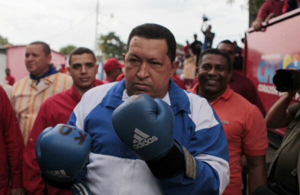 El presidente Hugo Chavez en la ciudad de Acarigua, Estado Portuguesa, Venezuela. 