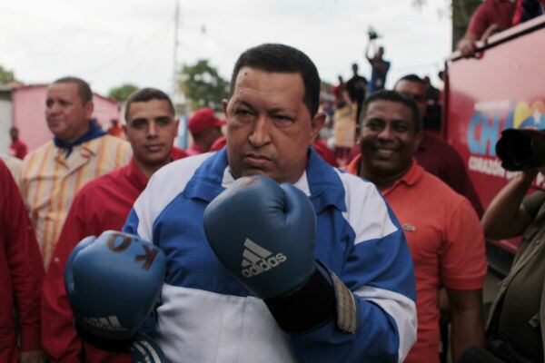 El presidente Hugo Chavez en la ciudad de Acarigua, Estado Portuguesa, Venezuela.