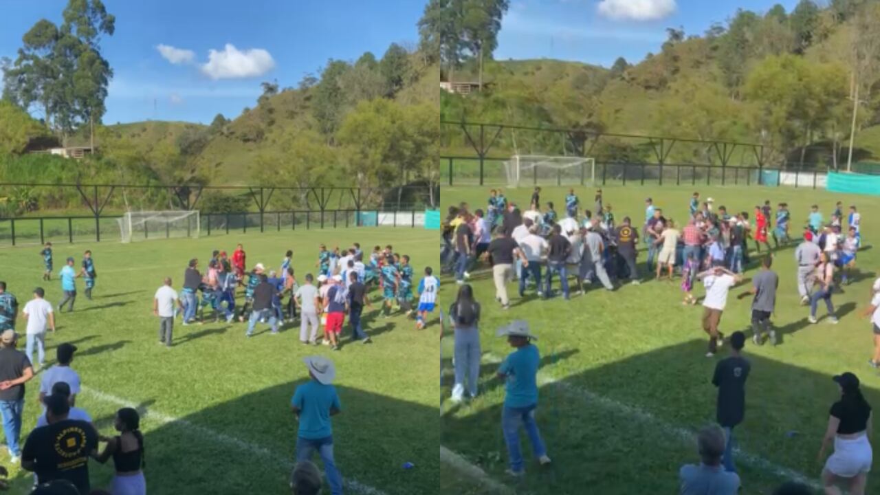 Batalla campal en estadio de fútbol en Antioquia.
