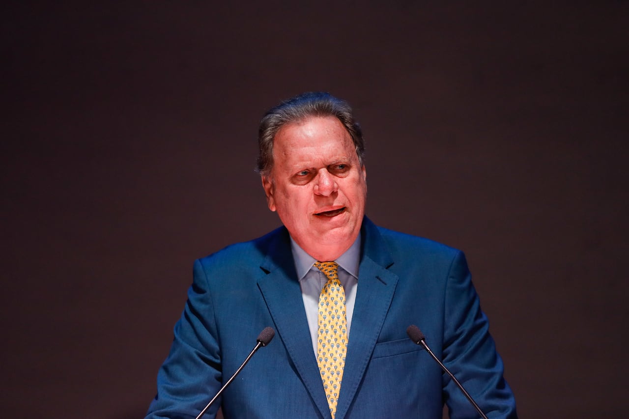 BOGOTA, COLOMBIA - JUNE 5: Ramon Jesurun, president of the FCF, delivers his speech during the draw for the FIFA U-20 Women's World Cup Colombia 2024 on June 5, 2024 in Bogota, Colombia. (Photo by Andres Rot - FIFA/FIFA via Getty Images)