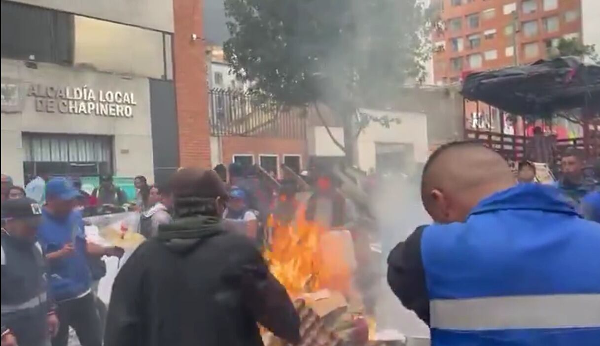 Manifestantes en Bogotá.