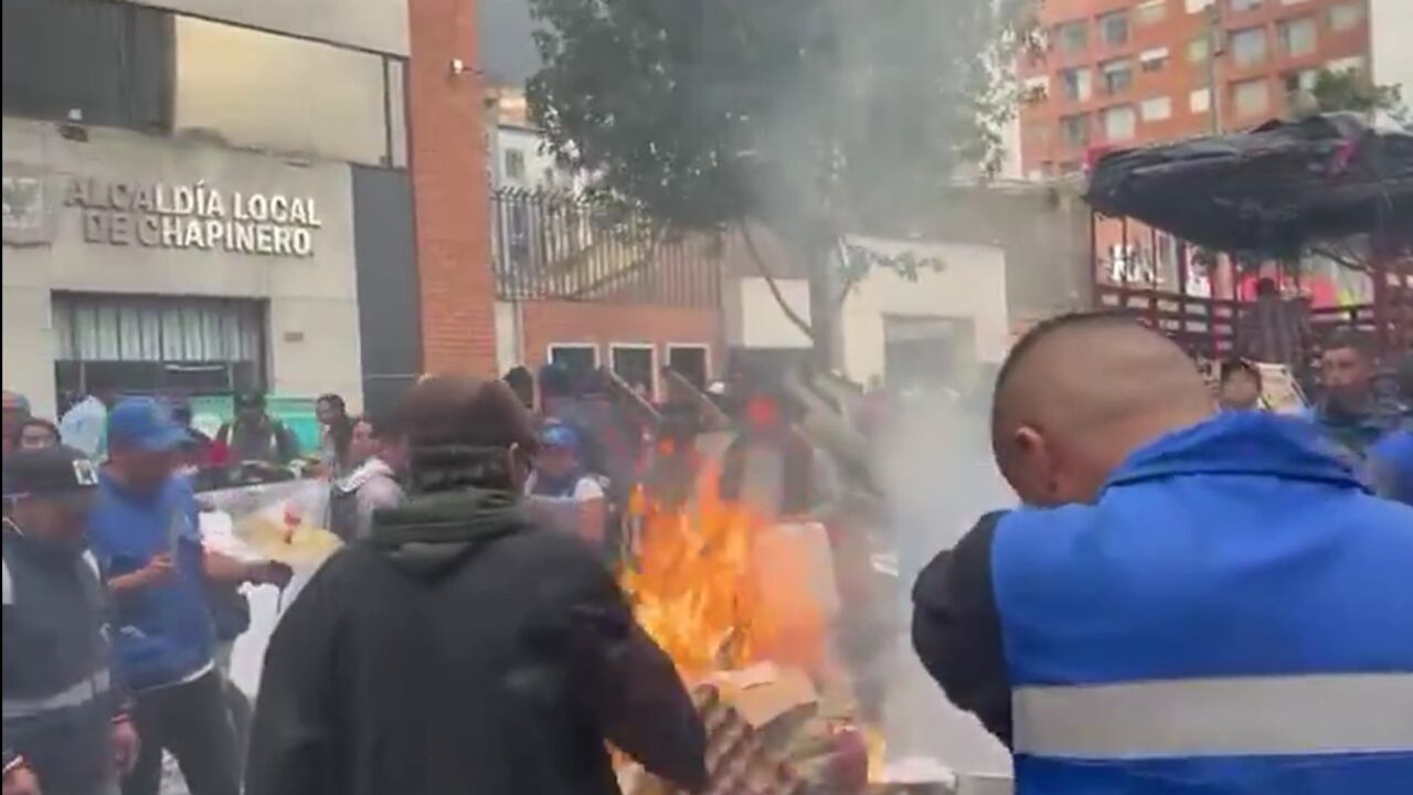 Manifestantes en Bogotá.
