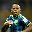 Jaminton Campaz of Colombia celebrates his goal during the group K match between Uzbekistan and Colombia at the FIFA World Cup 2026 in Mexico City, Mexico, June 17, 2026. (Photo by Lucio Tavora/Xinhua via Getty Images)