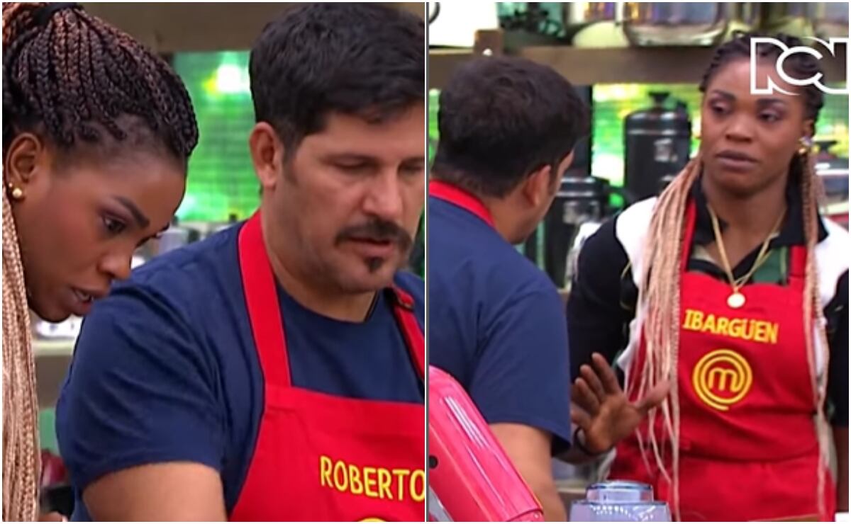 Caterine Ibargüen y Roberto Cano tuvieron una fuerte discusión en medio de una prueba de grupos en MasterChef Celebrity.