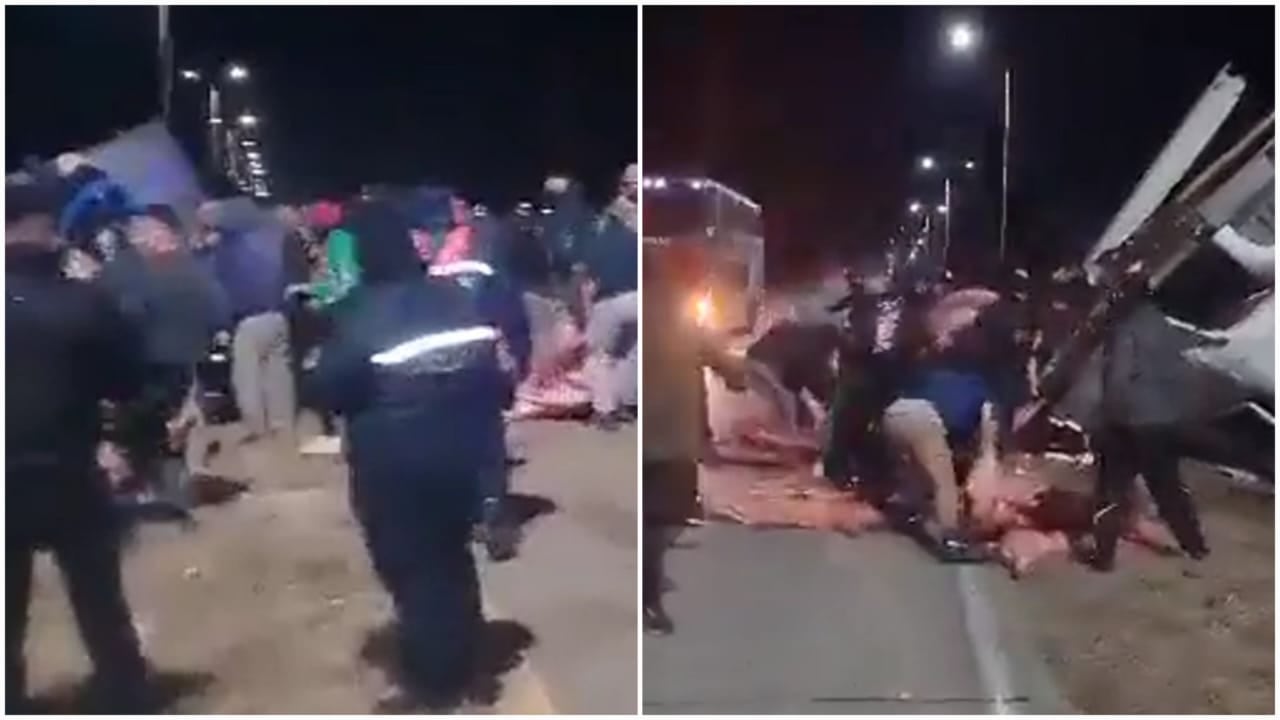 Según informaron medios locales, una vez amaneció, el destinatario de la carne llegó a la escena.