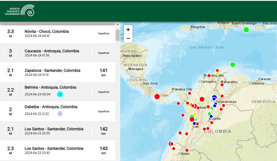 La mayoría de sismos que se registran en Colombia ocurren en el Pacífico y el departamento de Santander.