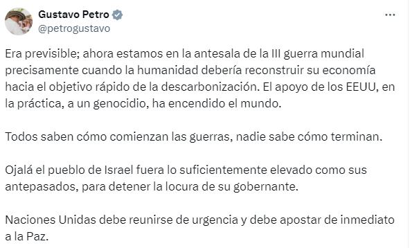 Petro sobre Israel