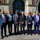 Equipo de defensa de Colombia al salir de la Corte Internacional de Justicia. 21/04/2022.