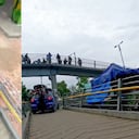 Un video difundido en redes sociales muestra el momento en que varios hombres intentan subir un automóvil a un puente peatonal en Bogotá, una maniobra que generó rechazo entre los ciudadanos.