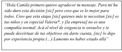 Mensaje jefe de Camila