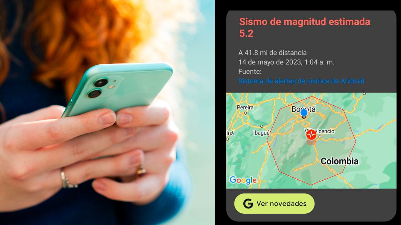 Alerta de sismo que generan los teléfonos Android.