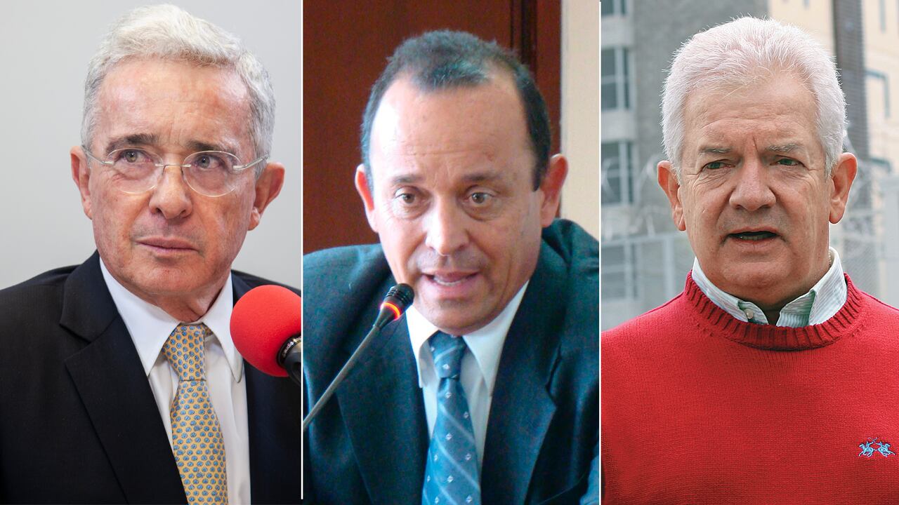 De izquierda a derecha: Álvaro Uribe, Santiago Uribe y Mario Uribe.
