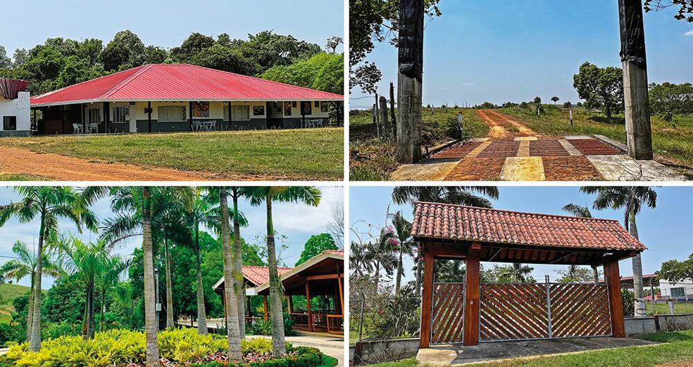 Arriba, los cuartos del hotel quedaron construidos, pero no han recibido al primer huésped. A la derecha, las estructuras de la entrada de la hacienda, que no se terminaron.