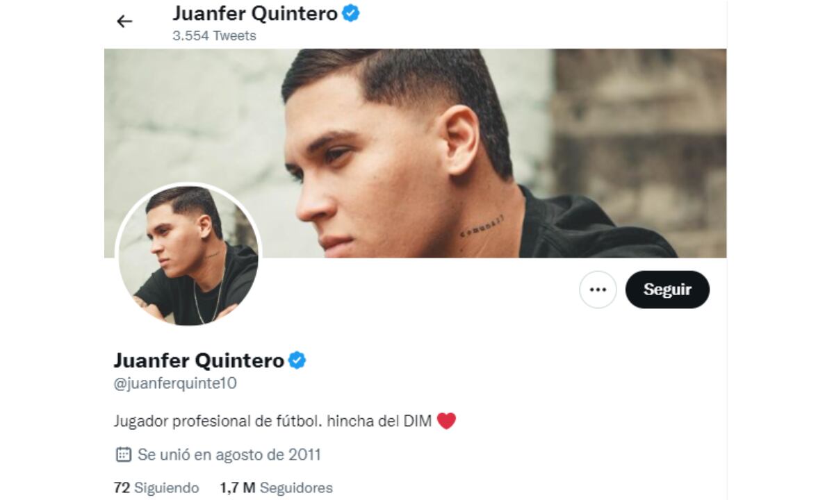 Juan Fernando Quintero. Foto: Captura de pantalla Twitter Juan Fernando Quintero.