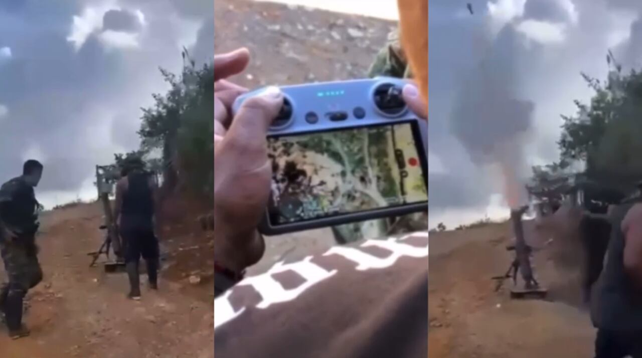 Disidencias de las Farc lanzando explosivos en Argelia, Cauca.