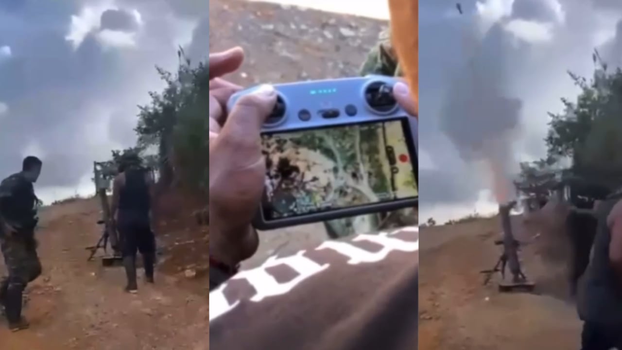 Disidencias de las Farc lanzando explosivos en Argelia, Cauca.