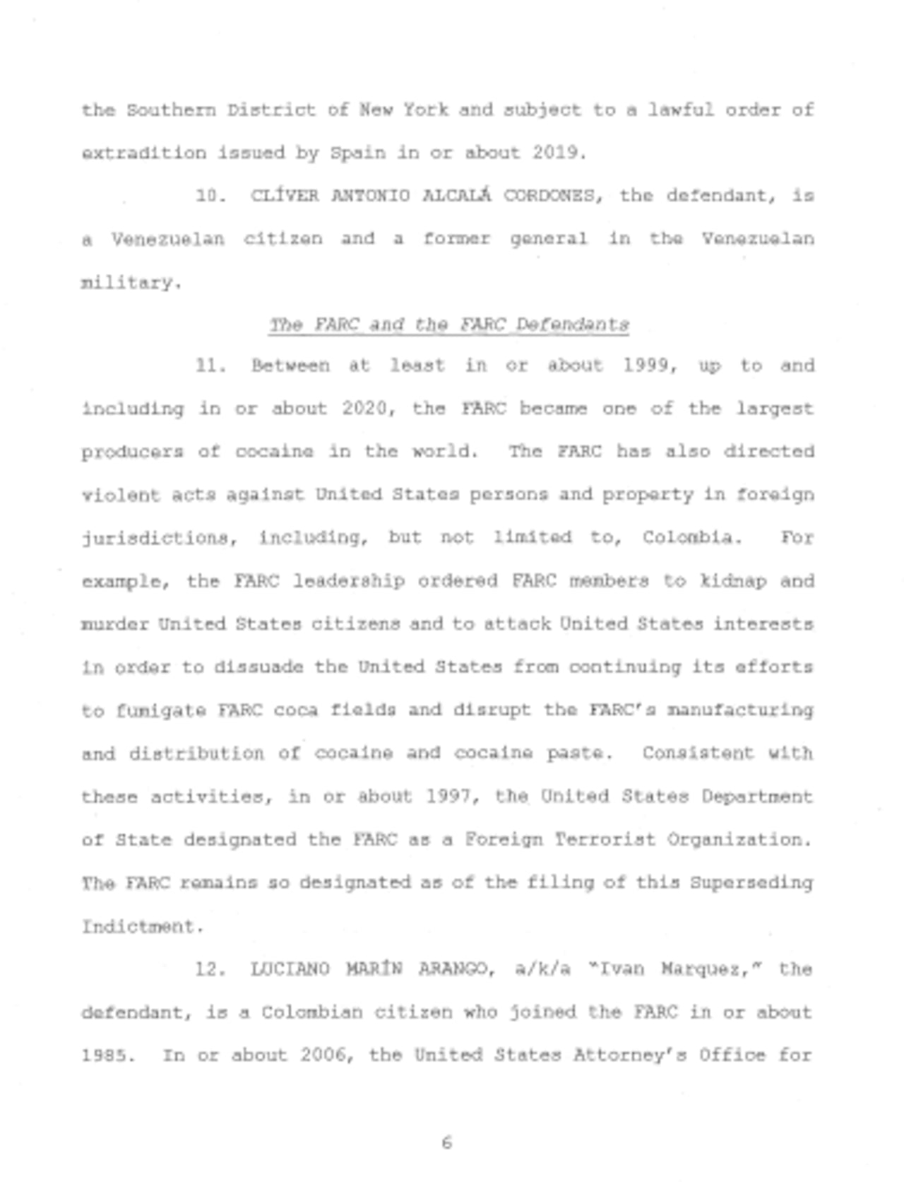 Informe del Tribunal del Distrito Sur de Nueva York, en el que vinculan directamente a Nicolás Maduro y las Farc.