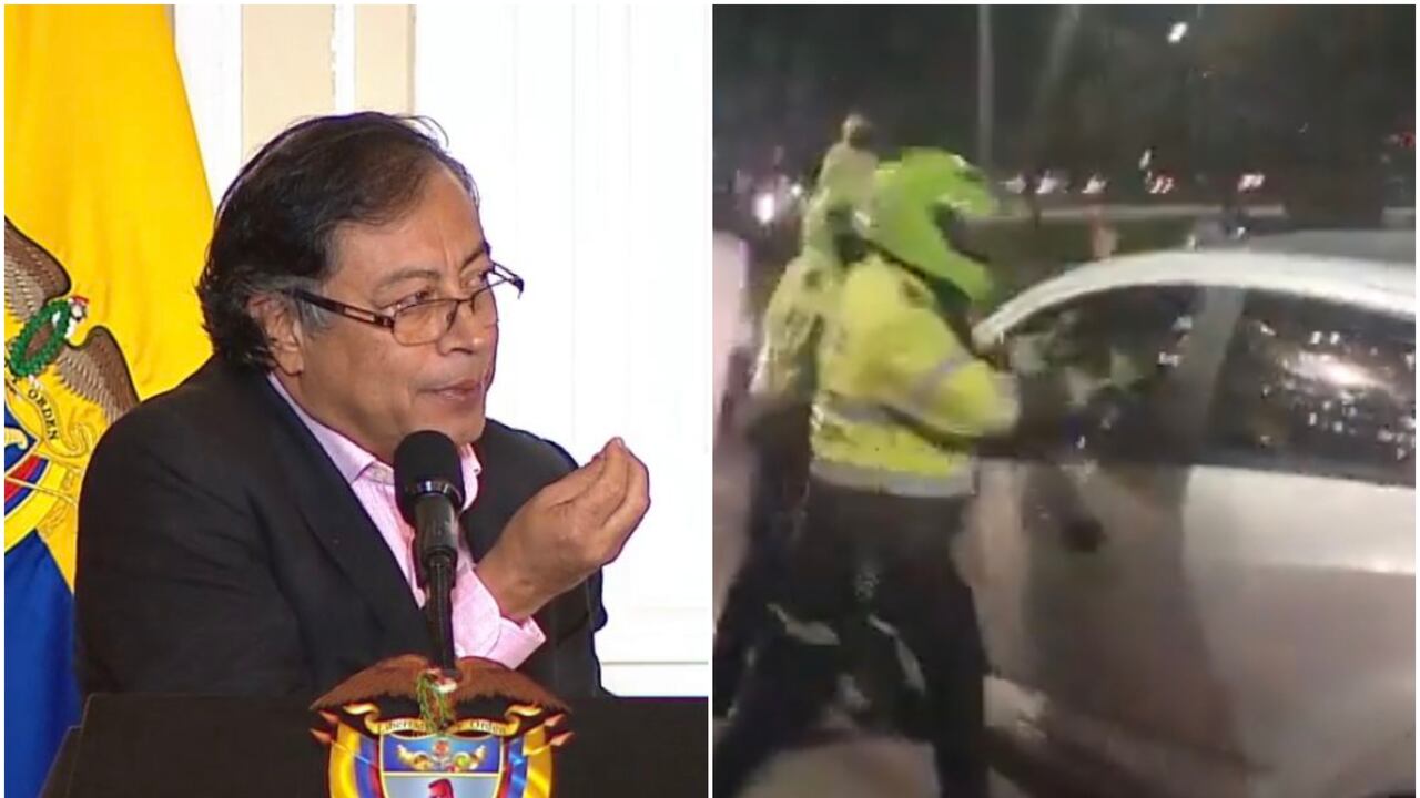 Presidente Gustavo Petro cuestionó al uniformado que rompió los vidrios de un carro en Bogotá