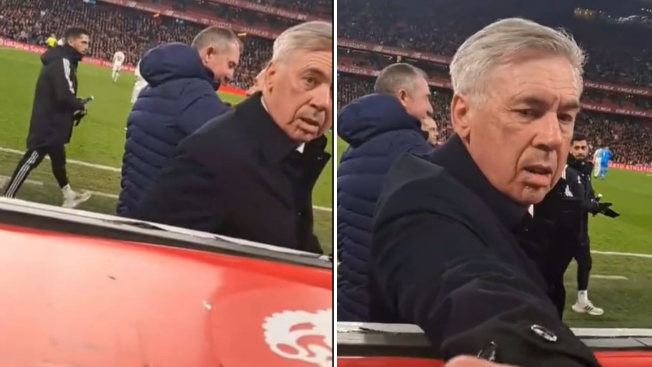 Carlo Ancelotti regalando unos de sus chicles personales