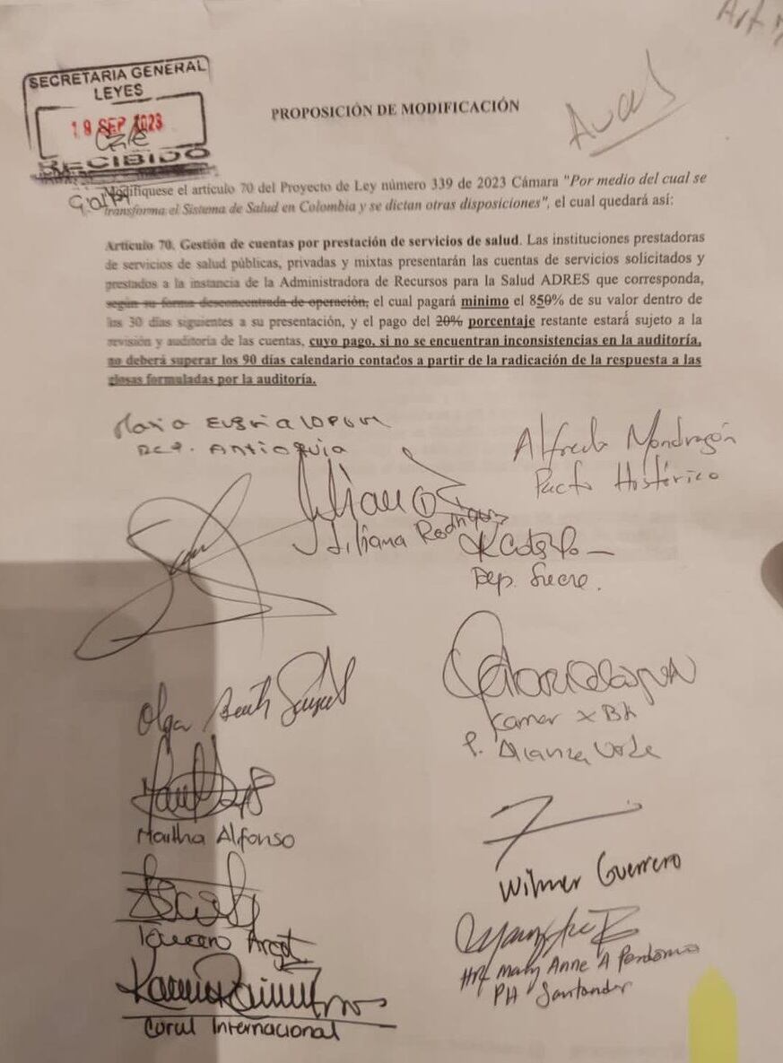 Este es el artículo 70 de la reforma a la salud que le incrementa los giros a la Adres.