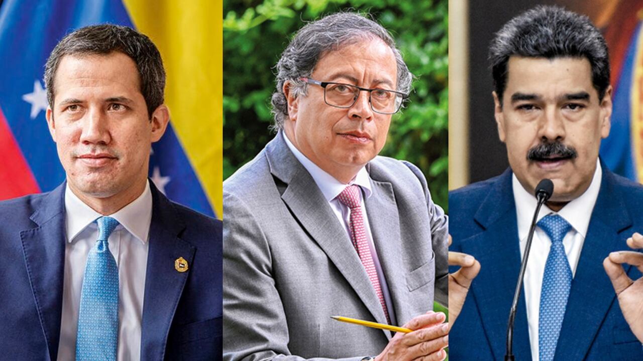 Juan Guaidó, Gustavo Petro y Nicolás Maduro.
