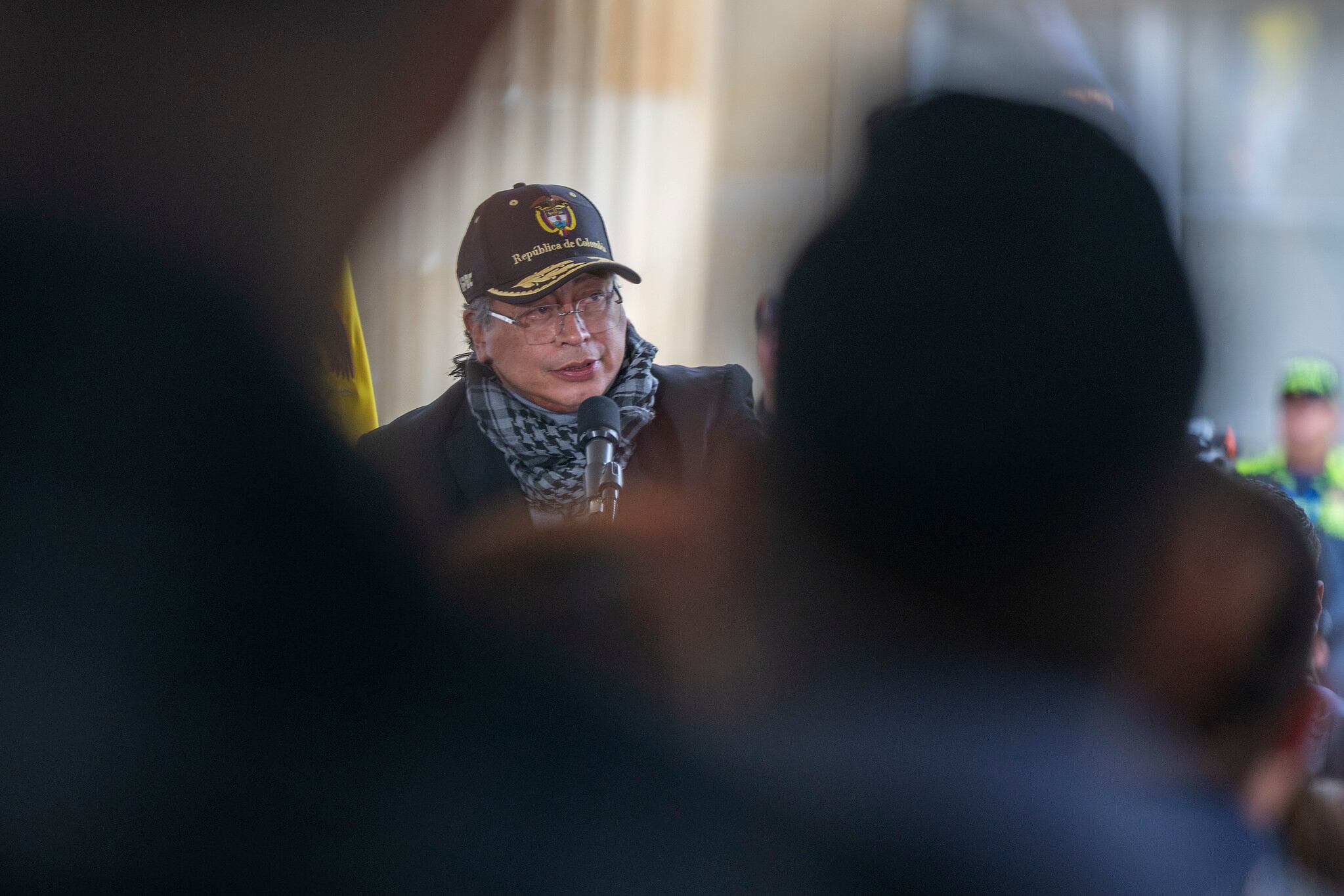 El presidente, Gustavo Petro, durante la promulgación presidencial de la Ley Ángel y Ley Lorenzo, en Bogotá, el 23 de abril de 2025