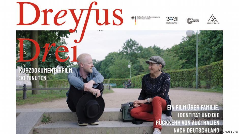 Afiche del documental "Dreyfus Drei", con Ella Dreyfus y su primo Jonathan Dreyfus.